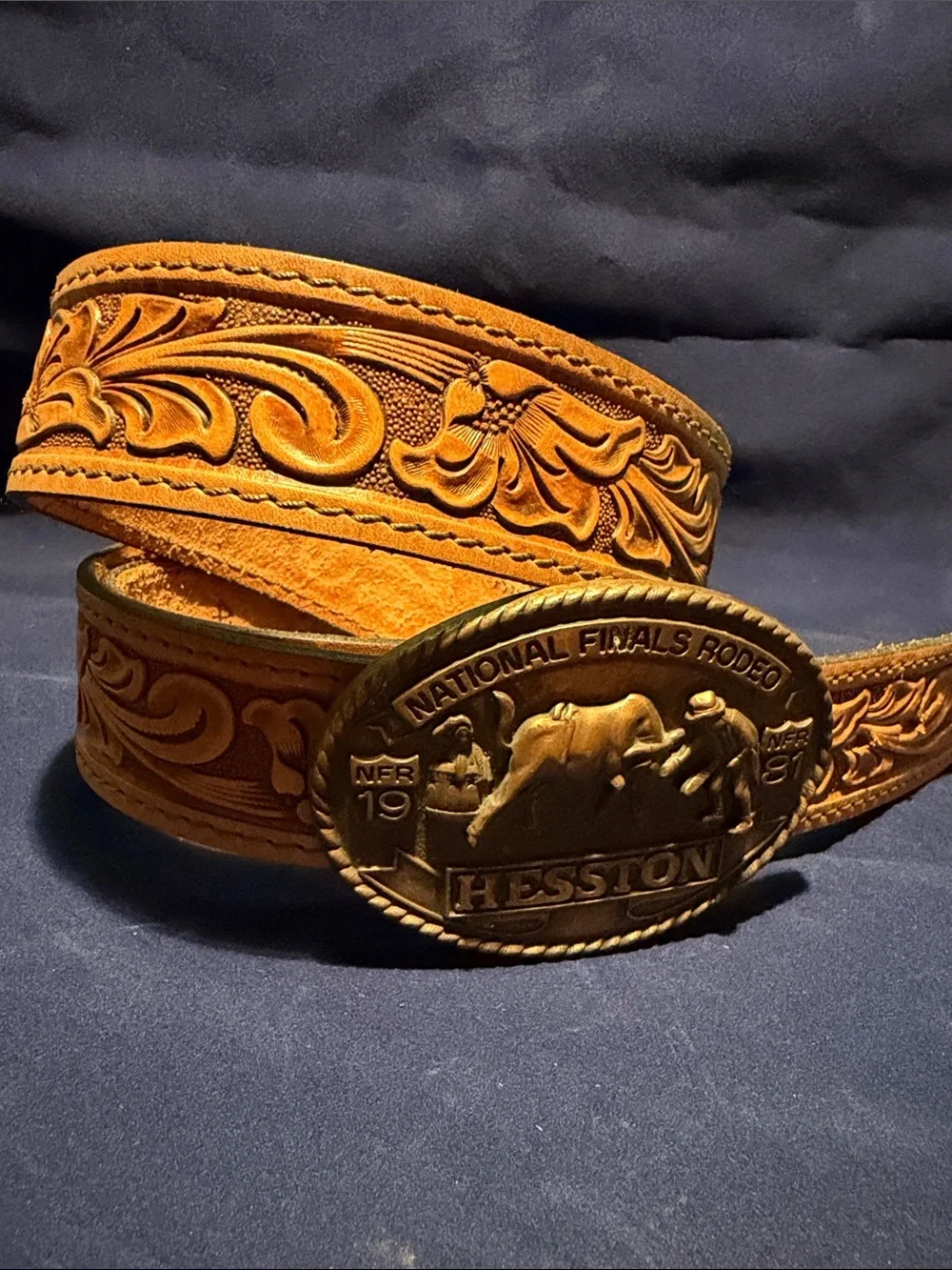 Embossed Top Grain Leather Western Belt - CHAMBERS - Sz 42 - PRISTINE Condition